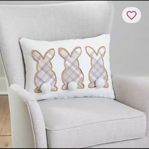 NWT Neutral Plaid Bunny Accent Pillow 20x14